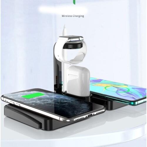 10W Wireless Fast Charger Station,4 in 1 Multifunction Charger 3.0 Quick Mobile Phone Charger For I Phone ,I watch ,Airpods