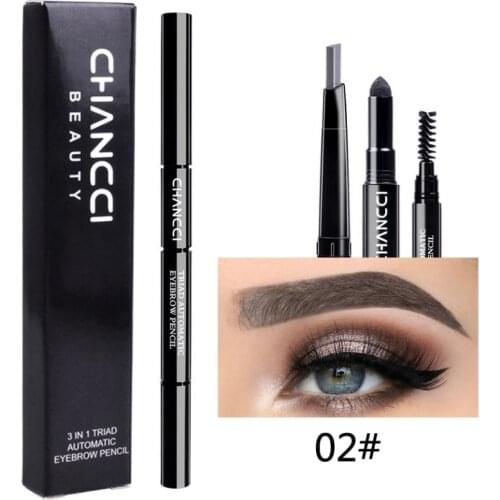 3 In 1 Multi-function Eyebrow Pencil Makeup Tint Natural Black Brown Make Up Waterproof Smudge-Proof Long Lasting Eyebrow Pen