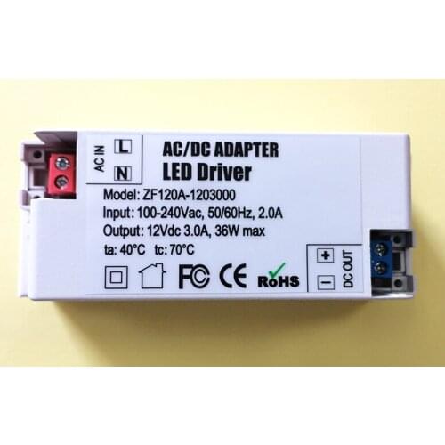 5pcs 12V 3A 36W LED Driver AC/DC adapter transformer For LED 5050 3528 Strip RGB ceiling Light bulb Switch Power Supply 100-240V