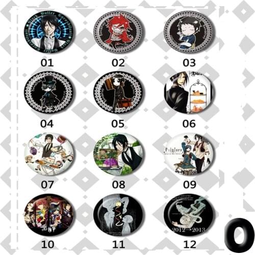 6/12 pcs set Anime Badge Cute Black Butler Kuroshitsuji Sebastian Ciel Food Version Brooch Badge Pins Backpack Brooches