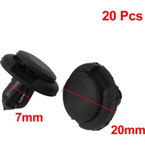 X Autohaux 20 Pcs Black Plastic Rivets Fastener Fender Bumper Push Screw Pin Clips 7Mm Hole