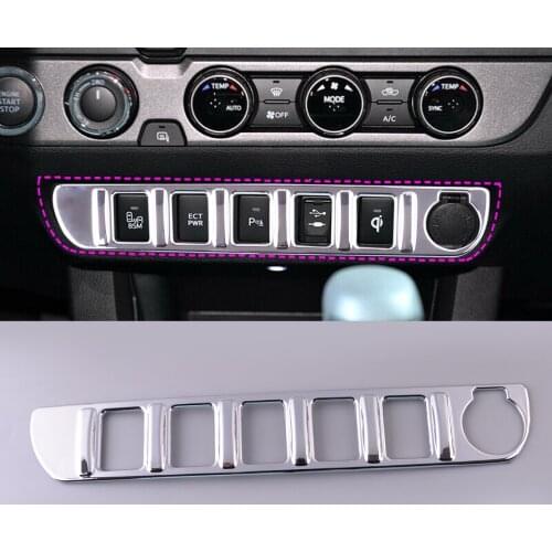 ABS Chrome Interior Front Central Button Cover Trim Bezel Fit For Toyota Tacoma 2016 2017 2018 2019