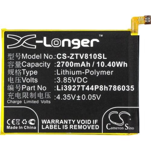 Cameron Sino 2700mAh Battery Li3927T44P8h786035 for ZTE Blade V8, BV0800