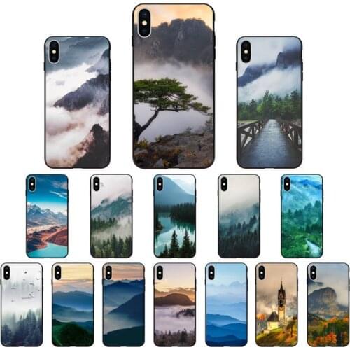 YNDFCNB mountain forest fog landscape Phone Case for iphone 11 12 Mini Pro Max X XS MAX 6 6s 7 8 Plus 5 5S 5SE XR SE2020