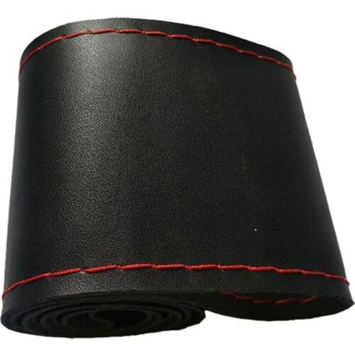 Car Hand Sewing Steering Wheel Cover Microfiber Leather Cover Handlebar Set