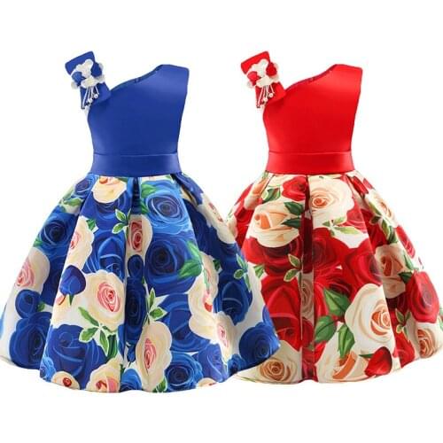 Kids Girls Birthday Princess Dress Flower Evening Party And Wedding Clothing Children Halloween Costumes Baby One-Shoulder Wear