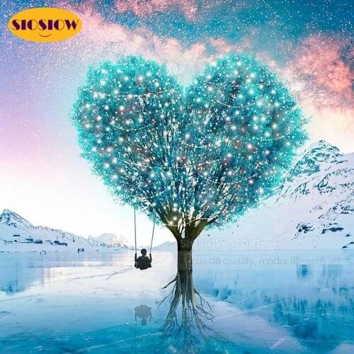 DIY 5d Diamond Painting Crystal Love Heart Tree Full Square Round Drill Resin 3D Diamond Embroidery Gifts For Couples Girlfriend