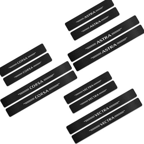 For Opel ASTRA CORSA VECTRA 4pcs Car Sticker Door Carbon Leather Fiber Sill Plate Protector Car Sill Carbon Stickers Accessories