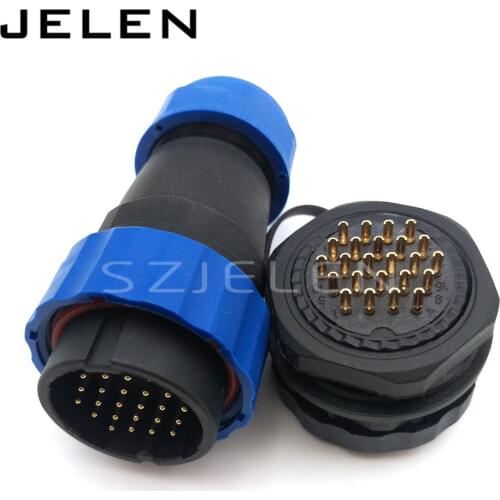 SD28TP-ZM, 24 pin waterproof connector,IP67, 24 pins power cable wire connectors, Panel mount connector. Panel cutout 28mm