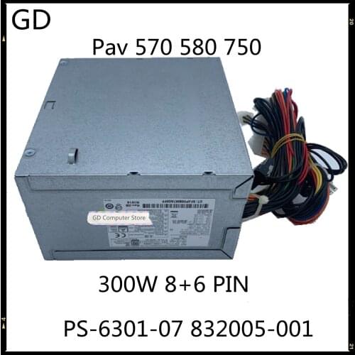GD New For HP Pav 570 580 750 TPC-F086-MT 300W 8+6 PIN Desktop Power Supply PS-6301-07 832005-001 Full Tested Fast Shipping