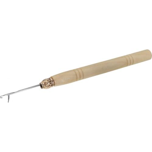 1 Pcs Wooden Handle Hook Needle Lace Wig Making Knitting Micro Ring Loop Hair Extension Weaving Crochet Hook Needle Tools