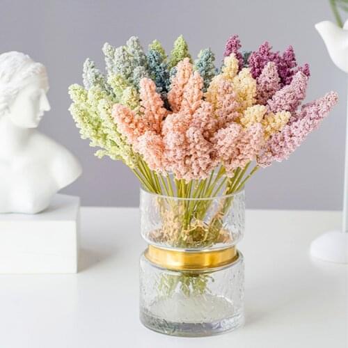 6Pcs/Pack Artificial Vanilla Foam Berry Spike Artificial Flowers Bouquet for Home Plant Wall Decoration Cereals Plant Heap