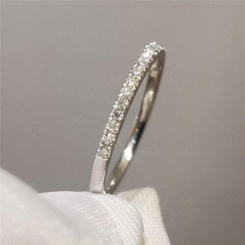 100% Real 18K White Gold Excellent Cut Diamond Test Passed Mico Round D Color Moissanite Wedding Ring for Women Party Jewelry