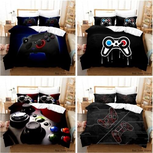 Kids Bedding Set Game Controller Cartoon Print Duvet Cover Sets Bedclothes 135*200cm Size Black Gamepad Bed Lines 1/2 Pillowcase