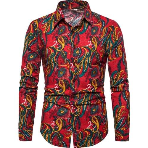 Mens brand new personalized fashion casual business long sleeve printed shirt hawaiian shirt shirt men street wear