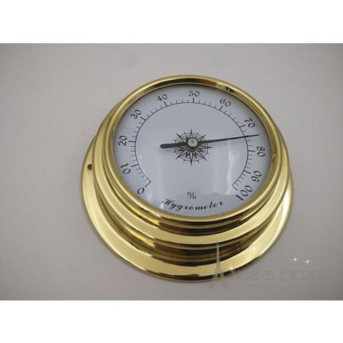 NEW 1pcs 3" Brass Case Traditional Weather Station Analog Hygrometer for Humidors Gold Metal (White Dial) h8151