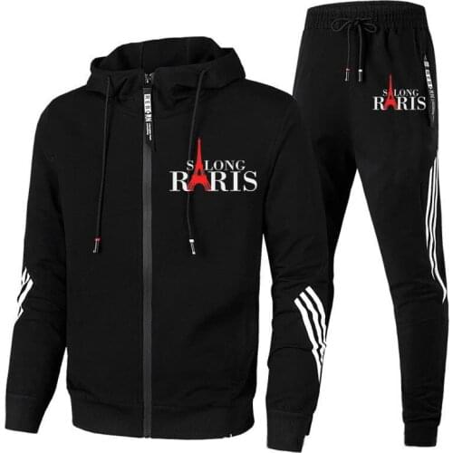 2021 New Brand Sportswear Mens Printed Casual Jacket + Pants Mens Zipper Hoodie Outdoor Jogging Sports Suit Mens Sweater