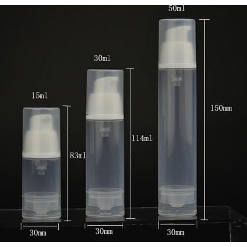 15ml 30ml 50ml Clear Airless/Vaccum Facial Cleanser Bottle airless bottle plastic bottle with pressed pump F2017758