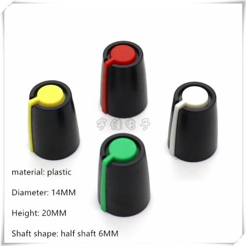 10 Piece 14×20MM half shaft plastic knob potentiometer rotary encoder volume switch knob suitable for D axis 6MM