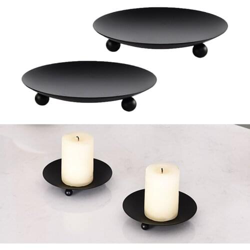 Candle Holder Iron Candelabra Wedding Venue Round Stable Base Pillar Home Decor Party Festival Art Gift Iron Plate