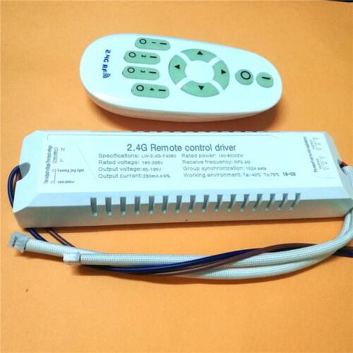 AC220V 5730 Led ceiling light 2.4G remote control dimmer double color driver 40-80x2w white warm white power transformer