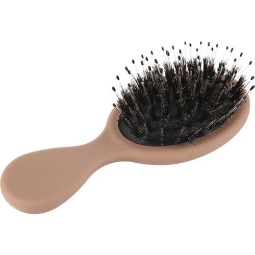 Natural Boar Bristle Hairbrush Mini Handle Massage Comb Anti-static Hair Scalp Paddle Brushes barber Hair Brush Styling Tool