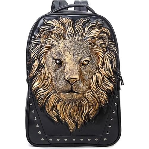 3D Fashion Lion PU Individuality Laptop Backpack Fit For 10 - 15.6 Inch Laptop