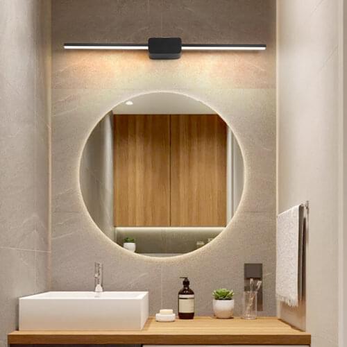 Morden Acrylic Mirror 9W 13W 17W Lights LED Bathroom Wall Lamp Black White Color Indoor Home Decorative Lighting L40cm 60cm 80cm