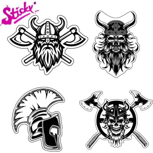 STICKY Viking Skull Decal Valhalla Bearded Warrior Scandinavian Sticker Decal Decor Motorcycle Off-road Laptop Trunk Guitar