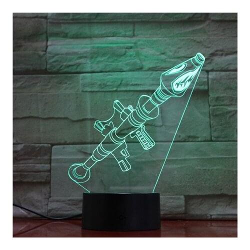 Rocket Launcher Night Light LED Atmosphere 3D Lamp Color Change Nightlight with/without Remote Cool Birthday Gift for Boys Kids