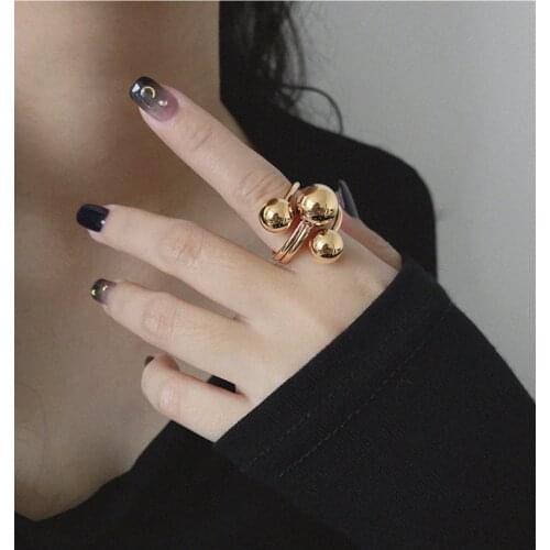 Brass Triple Ball Statement Ring Punk Gothic Designer Club Cocktail Party Gown Amazing Gift Trendy Top Jewelry