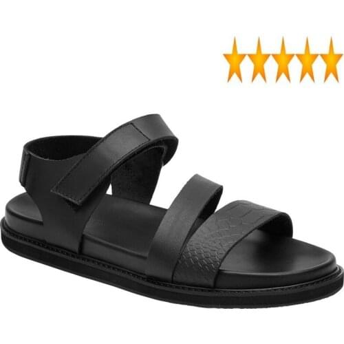 Genuine 2021 New Summer Italy Leather Flat Roman Water Sneakers Men Breathable Casual Shoes Footwear Walking Sandals Man