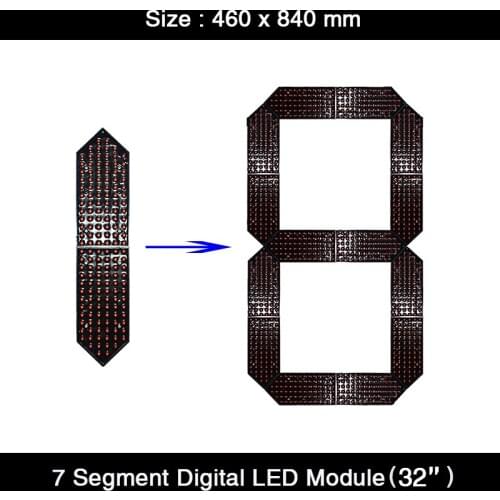 2Pcs/Lot 32'' Outdoor IP65 Red Yellow White Green Color Digital Module 32 inch 7 Seven Segment LED Module