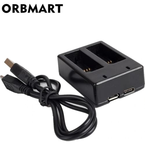ORBMART Double Dual Port Slot Battery Charger For Go Pro Gopro Hero 8 5 6 7 Black Sport Camera Accessory With Usb Cable Travel