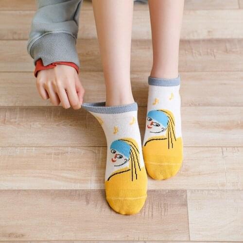 Oil Painting Women Socks Van Gogh Chic Art Funny Patterned Fashion Short Socks Classical Unique Cool Cute Female Ankle Sock Girl