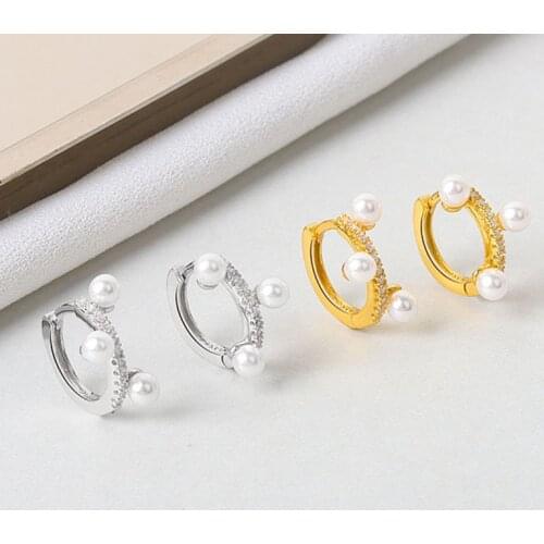 925 Sterling Silver Micro Zircon Geometric Small Hoop Earrings For Women Girl Personality Handmade Jewelry