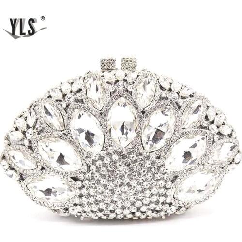 Women Shell Shape Clutch Evening Bags Ladies Luxury Crystal Minaudieres Party Diamond Purse Bag Bride Wedding Formal Gold