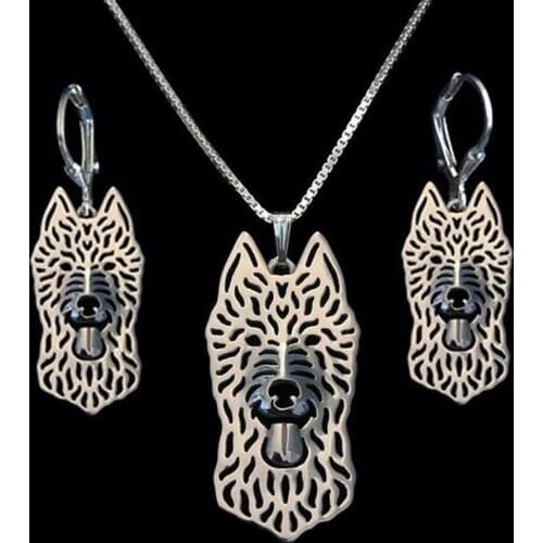 Womens Alloy Dog Shaped Jewelry Set Lovers Belgian Laekenois Jewelry Set