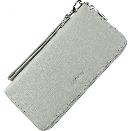 Genuine Leather Women Wallet Long Purse Female Card Holders Carteira Feminina Phone Bag Ladies Zipper Around Wallet Clutch Bag