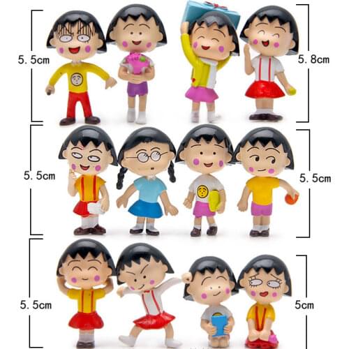 12Pcs/Set Cartoon Chibi Maruko Chan Figure Anime Model DIY Collection Action Toy Figures 3-5 CM High