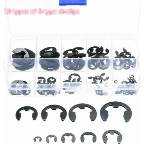 120PCS 1.5-10MM Black E Type Clip Retaining Ring Assortment Kit for Shaft Fastener