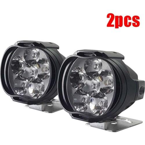 2pcs 6 LED Headlight for Motorcycle Spotlights Lamp Vehicle 6LED Auxiliary Headlight Brightness Electric Car Light Accessories