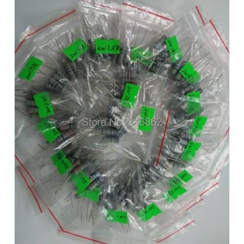2W 0.27R-100R 2W 0.27ohm to 100ohm 75ohm 5% 20valuesX10pcs=200pcs 2W DIP kit