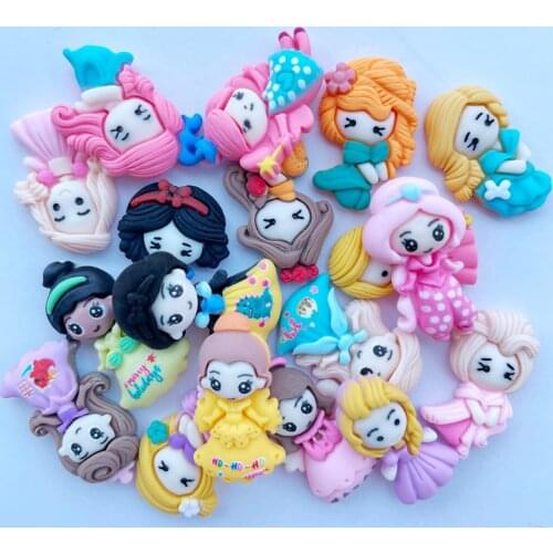 20 New Cartoon Lovely Princess Resin Flat DIY Crafts Scrapbook Hair Bow Center Accessories Embellishment A50