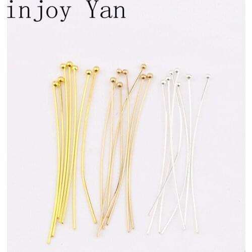 30Pcs/Lot 0.6*50mm Gold Silver Color Copper Material Ball Head Pins Needles DIY Jewelry Accessory Jewellery Finding