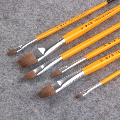 Level head Watercolor Gouache Painting Pen short wood rod 6pcs/set acrylic brush row pen Paint Brush Drawing Art Supplies