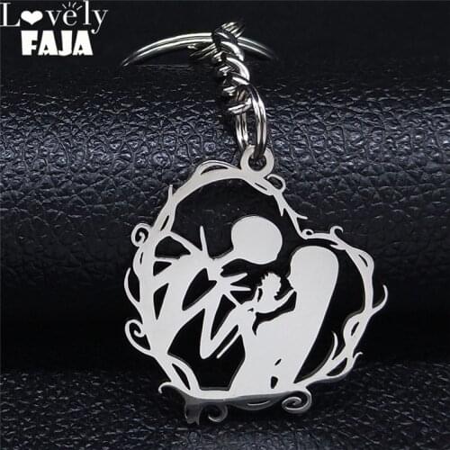 2021 Love Heart Stainless Steel Key Chain for Women/Men Silver Color Gothic Necklace Jewelry llaveros para mujer A4151S03