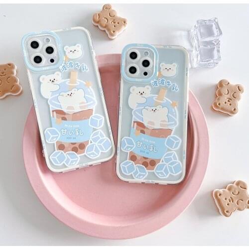 Japan ins Cute Boba Milk Tea Drink Phone Case for iPhone 12 11 Pro Max XS XR X 7 8Plus Cartoon Ice Drinks Soft Silicone Cover