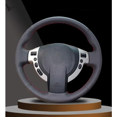 Black Artificial Leather Car Steering Wheel Cover for Nissan QASHQAI X-Trail NV200 Rogue