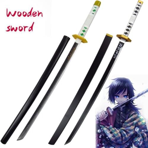Demon Slayer Wooden Sword Weapon Devils Blade Sabito Espada Cosplay Samurai Sword Wood Ninja Knife Katana Prop Toys for Teens
